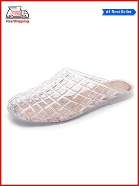 Faux Leather Flat Slide Sandals Closed Round Toe Breathable Ladies